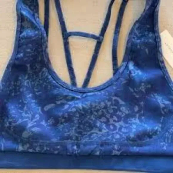 NWT Anthropologie Blue Purple Periwinkle Geometric Strap Racerback Sports Bra XS