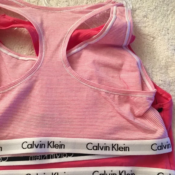 NWT Calvin Klein 2pk Bralettes Pink,pnk/WhT stripe