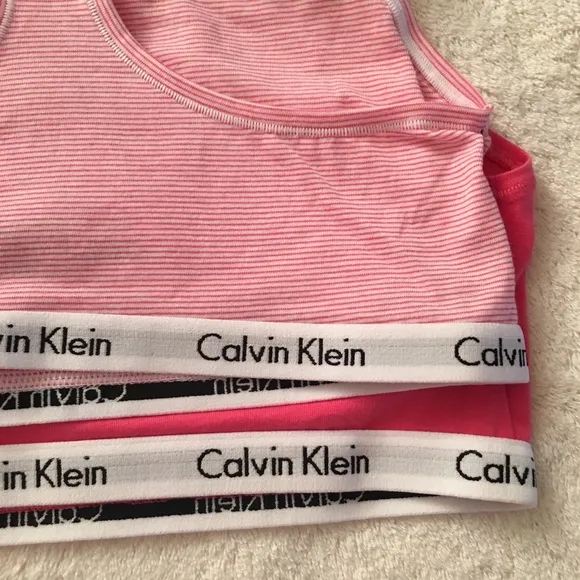 NWT Calvin Klein 2pk Bralettes Pink,pnk/WhT stripe