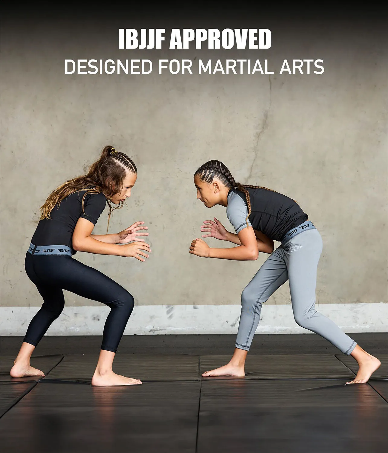 Pack of 3 - Kids' Plain Black Compression No-Gi Bjj Spats