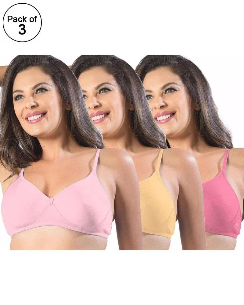 Pack of 3 - Sonari Smile Bra - Non Padded Non Wired - Imported Bra - Random Colors