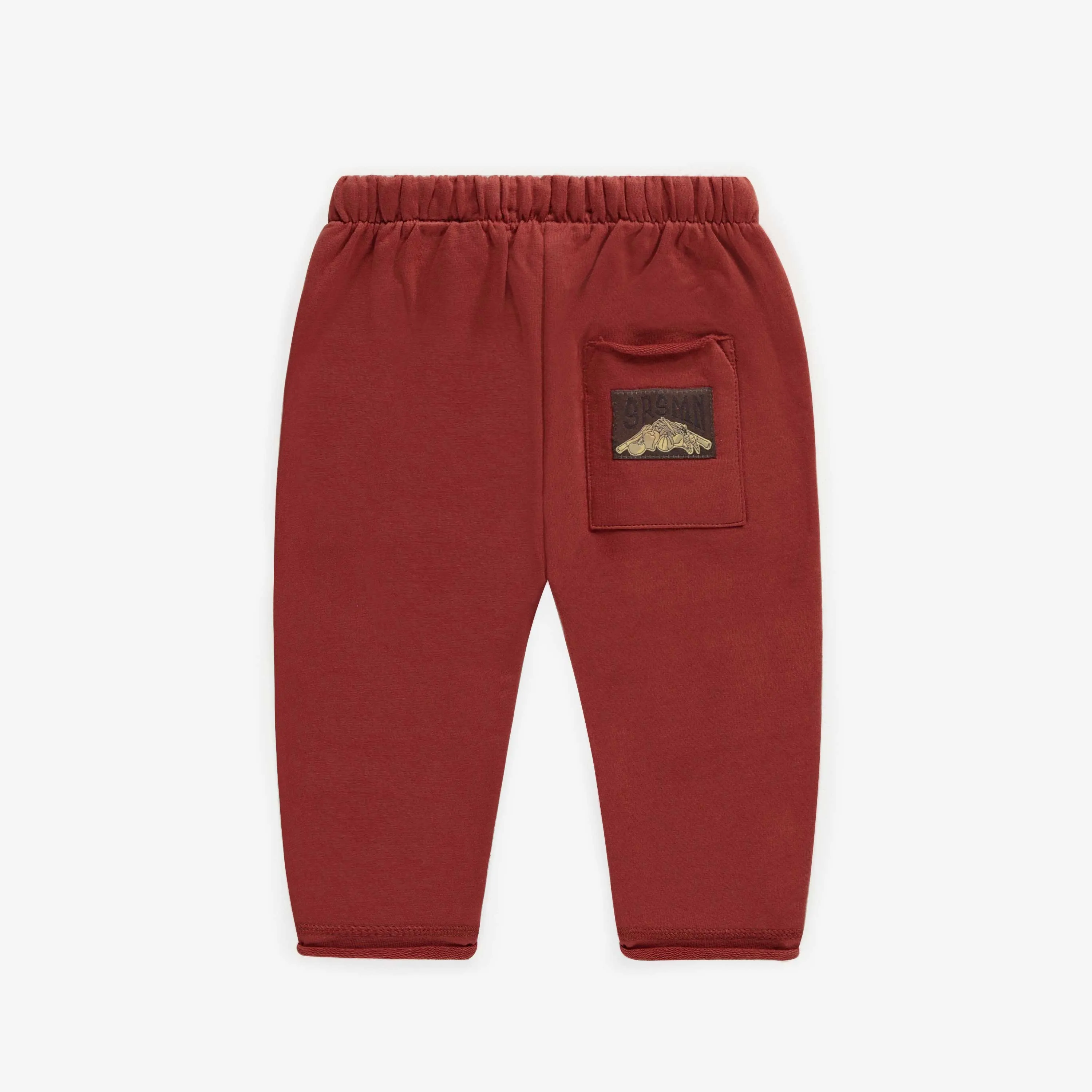 Pantalon décontracté bourgogne en coton français, bébé || Burgundy casual pants in french terry, baby