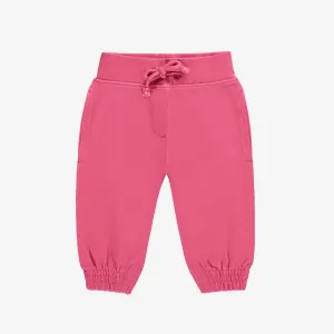 Pantalon décontracté style jogging rose en doux coton, bébé  || Relaxed pants jogger style pink in French terry, baby 