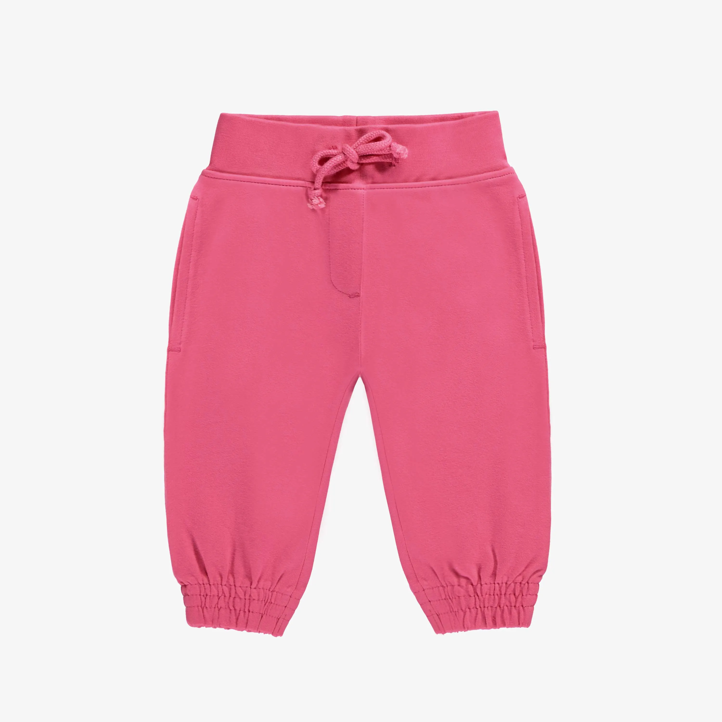 Pantalon décontracté style jogging rose en doux coton, bébé  || Relaxed pants jogger style pink in French terry, baby 