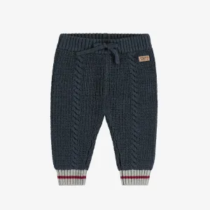 Pantalon en tricot bleu-gris effet bas de laine, bébé || Blue grey knitted pants with wool sock effect, baby