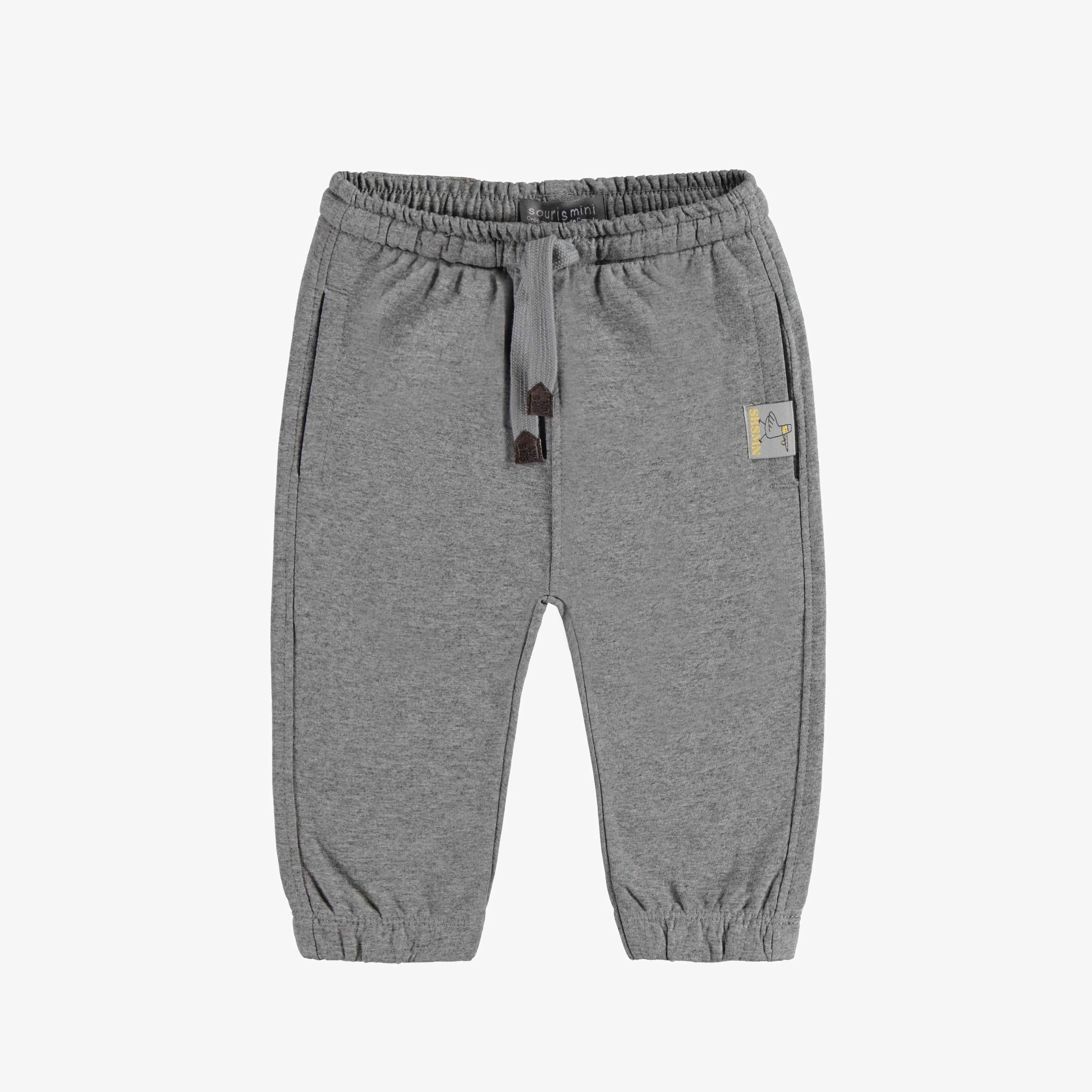 Pantalon gris coupe régulière style jogging en coton français, bébé || Gray pants regular fit jogger style in French terry, baby