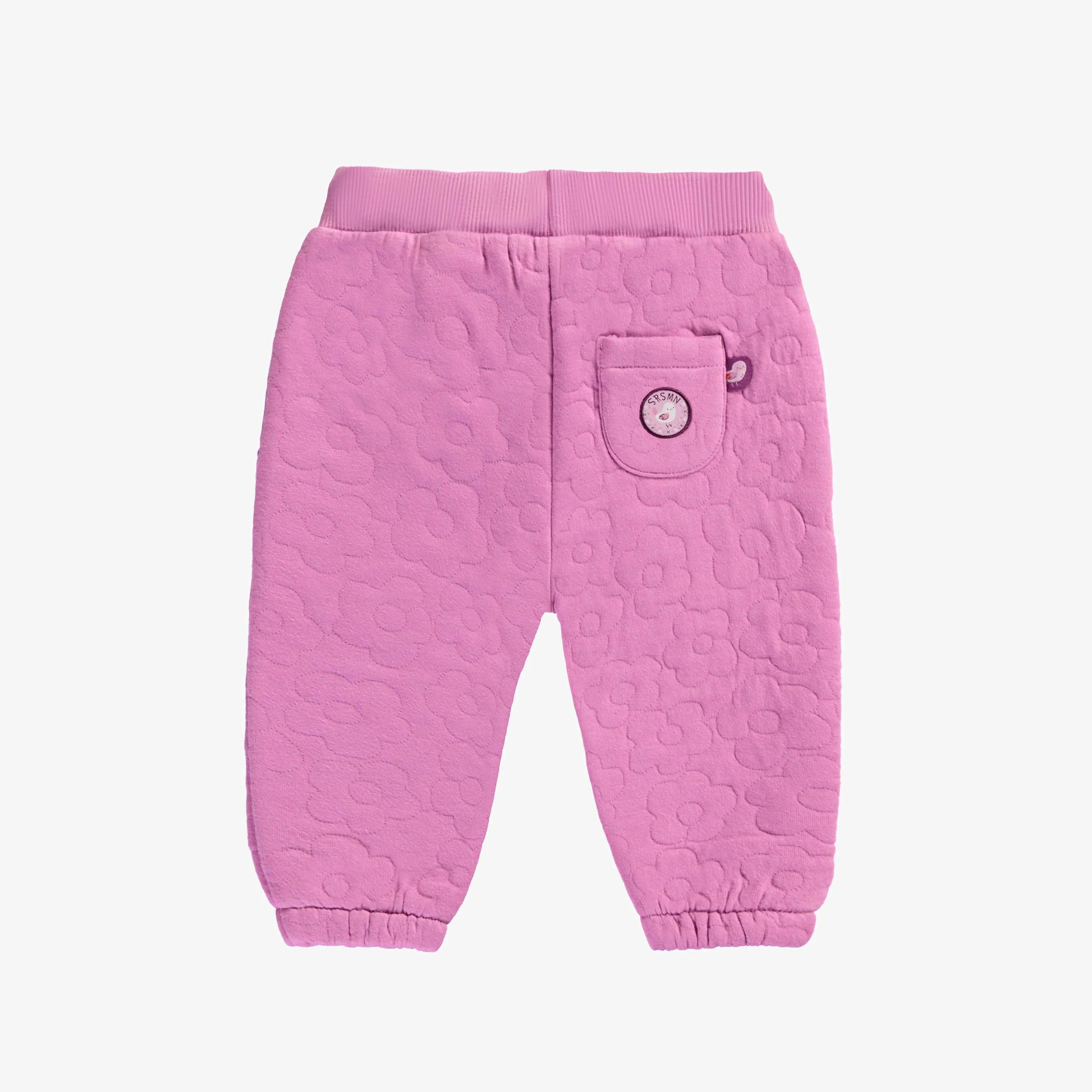 Pantalon rose violacé coupe décontractée en jersey matelassé, bébé || Purplish pink relaxed-fit pants in quilted jersey, baby