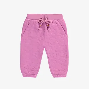 Pantalon rose violacé coupe décontractée en jersey matelassé, bébé || Purplish pink relaxed-fit pants in quilted jersey, baby