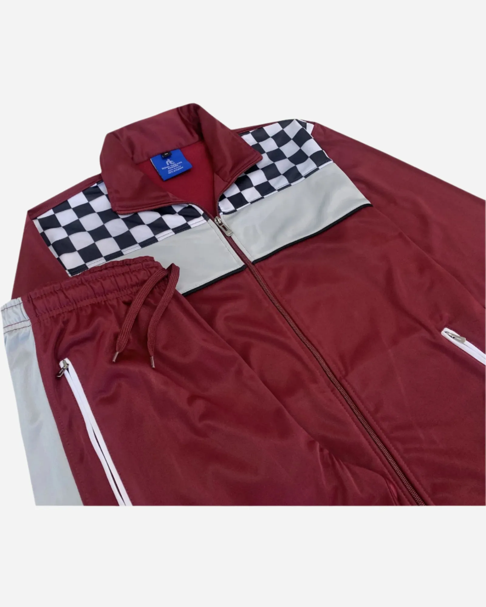 Plaid Checker Style Jogger Tracksuit For Men
