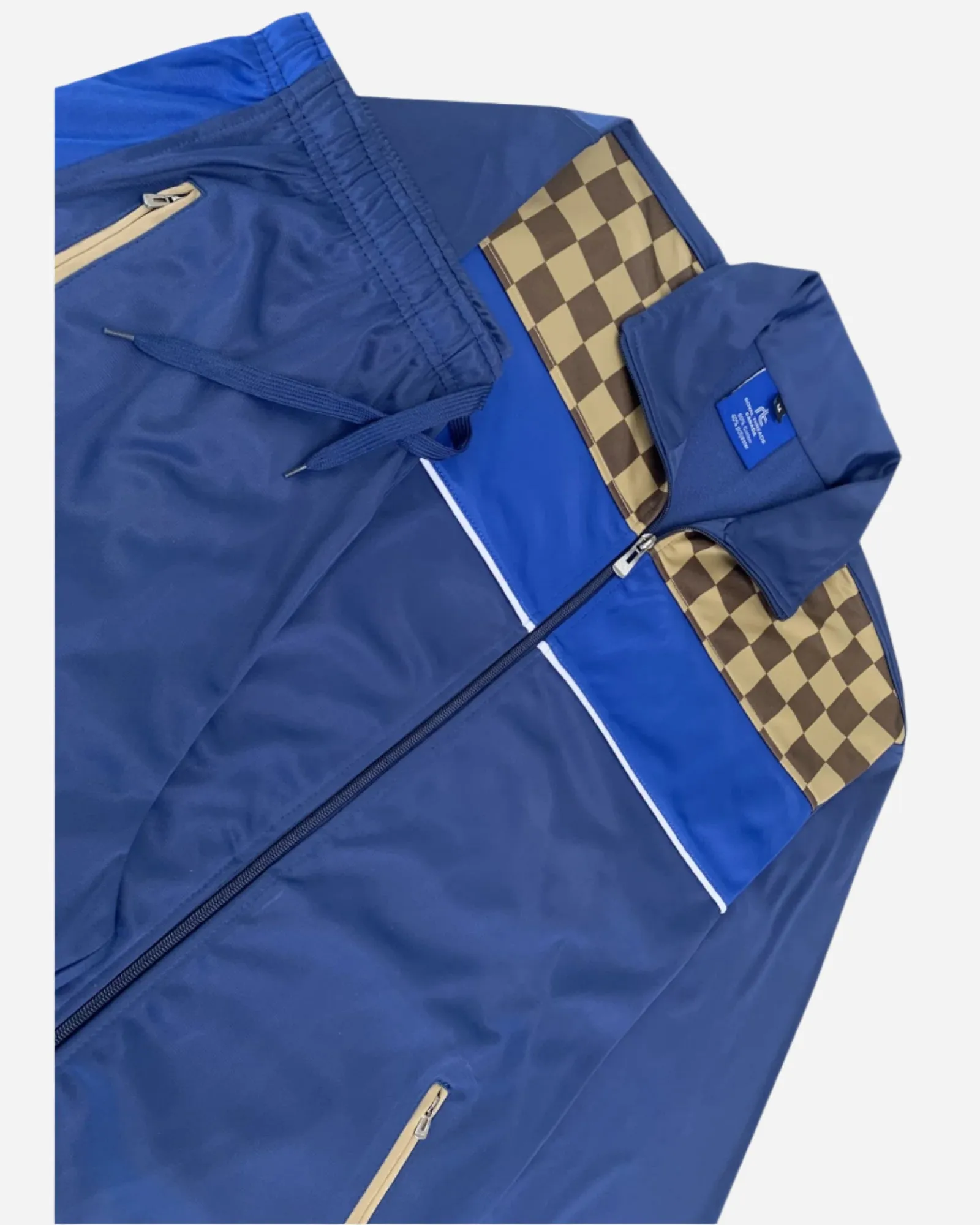 Plaid Checker Style Jogger Tracksuit For Men