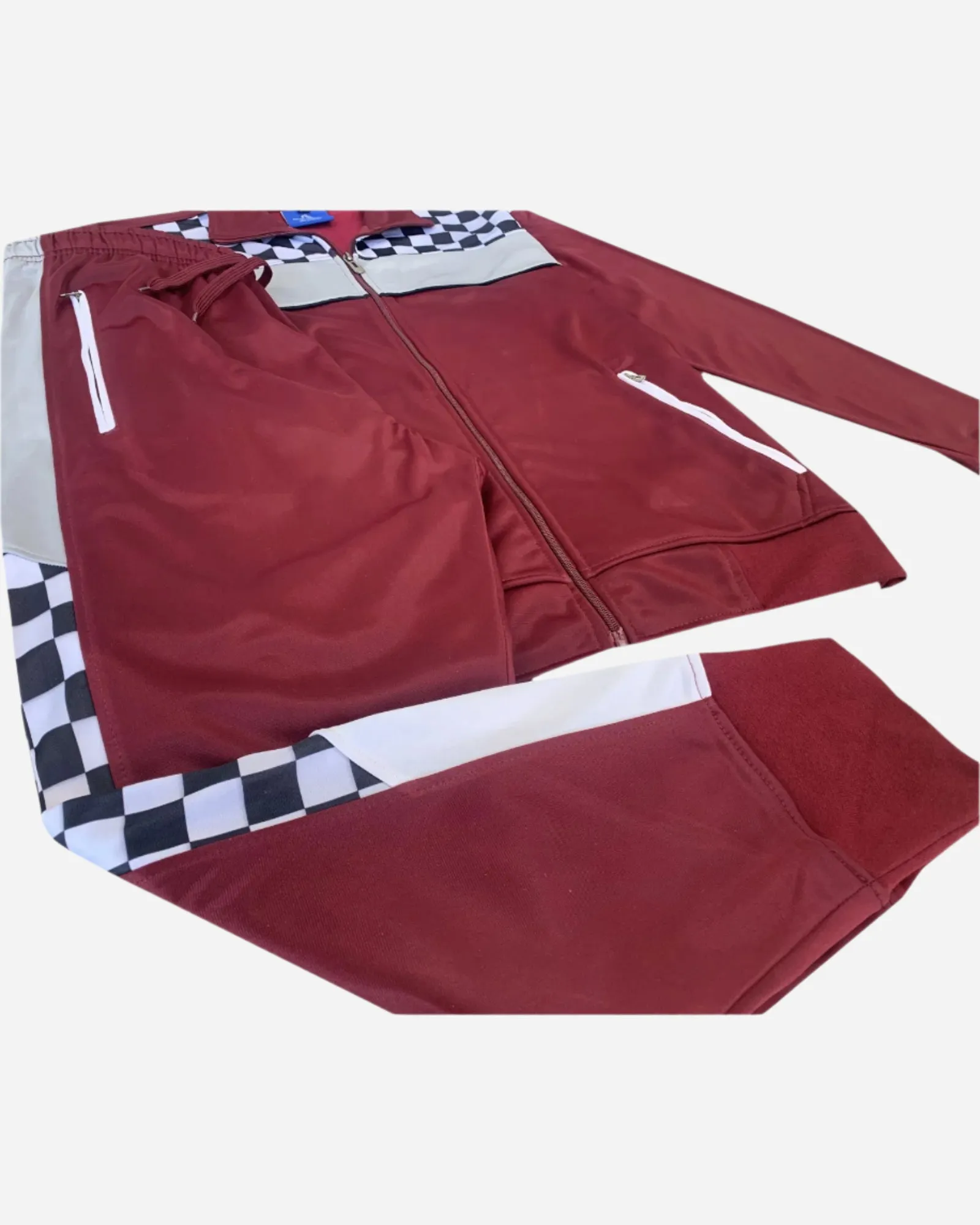 Plaid Checker Style Jogger Tracksuit For Men