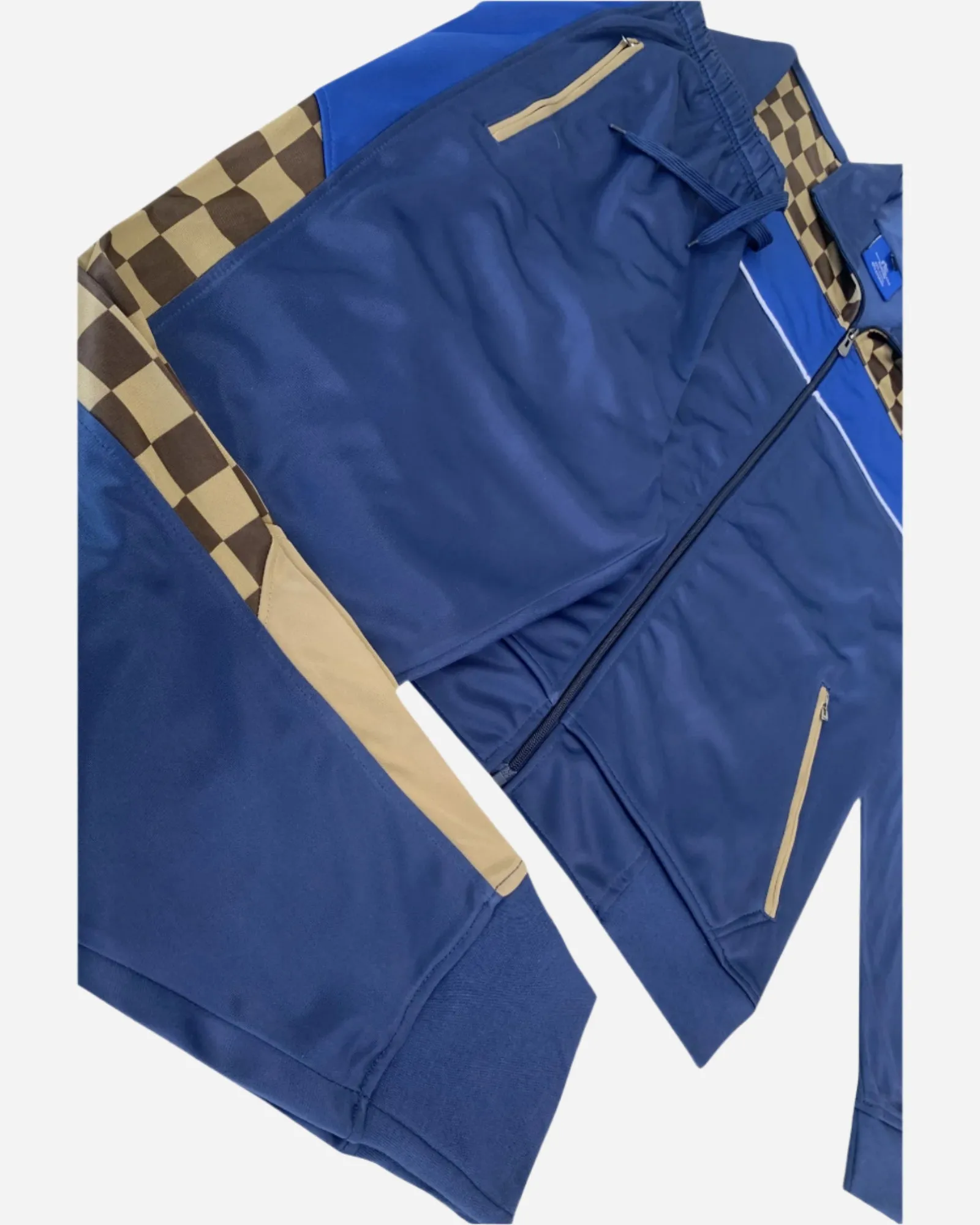 Plaid Checker Style Jogger Tracksuit For Men