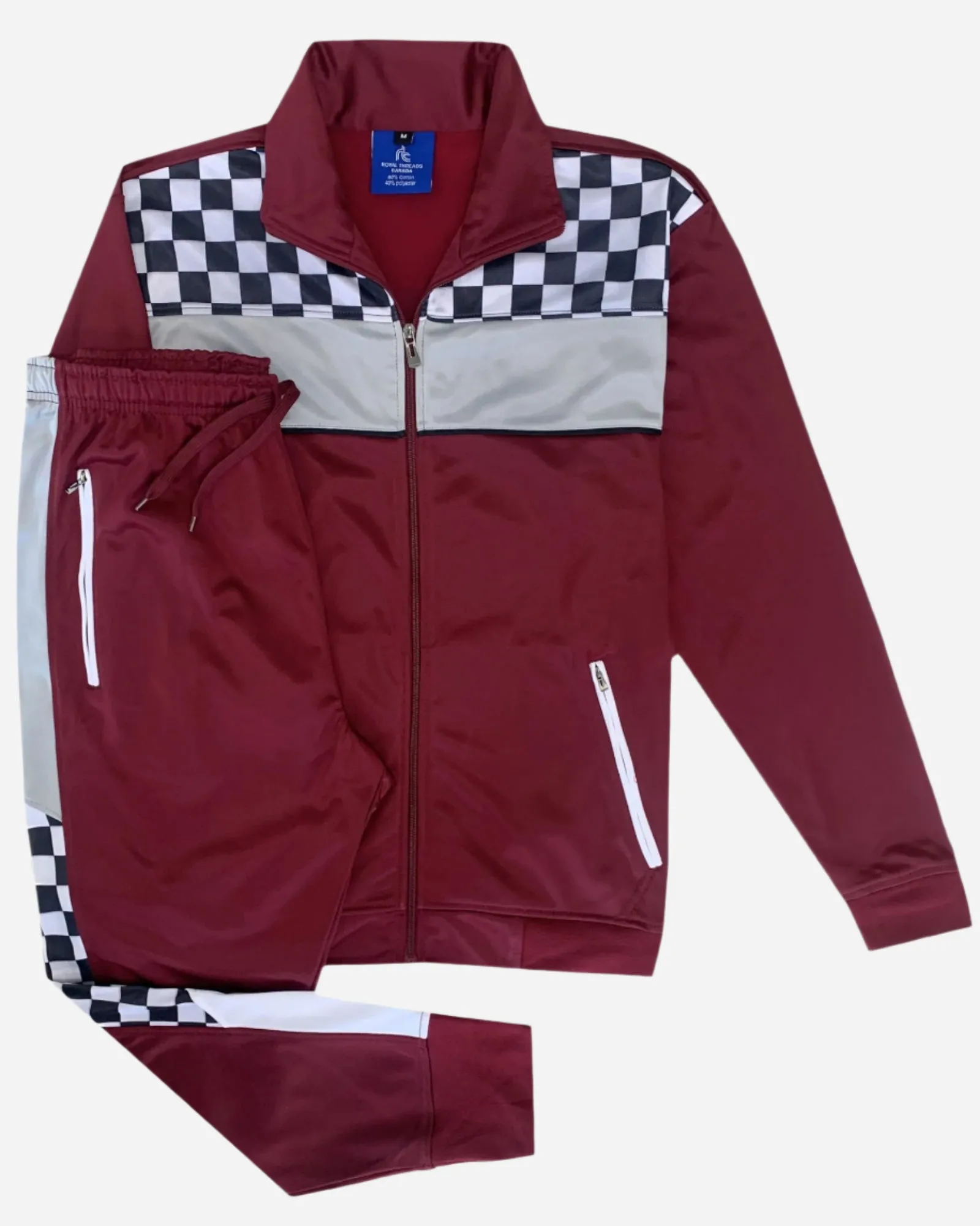 Plaid Checker Style Jogger Tracksuit For Men