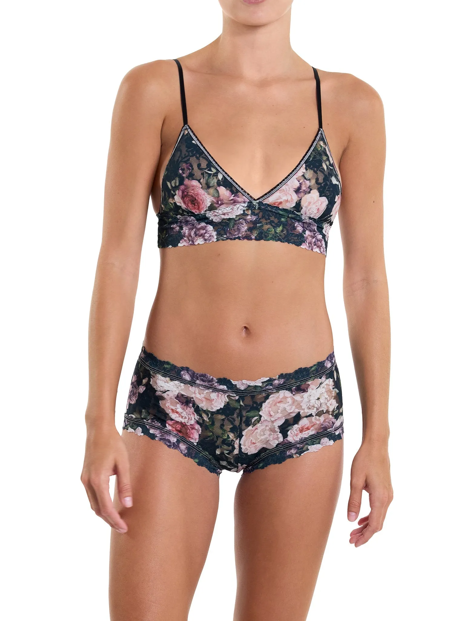 Printed Signature Lace Padded Triangle Bralette Romantique Sale