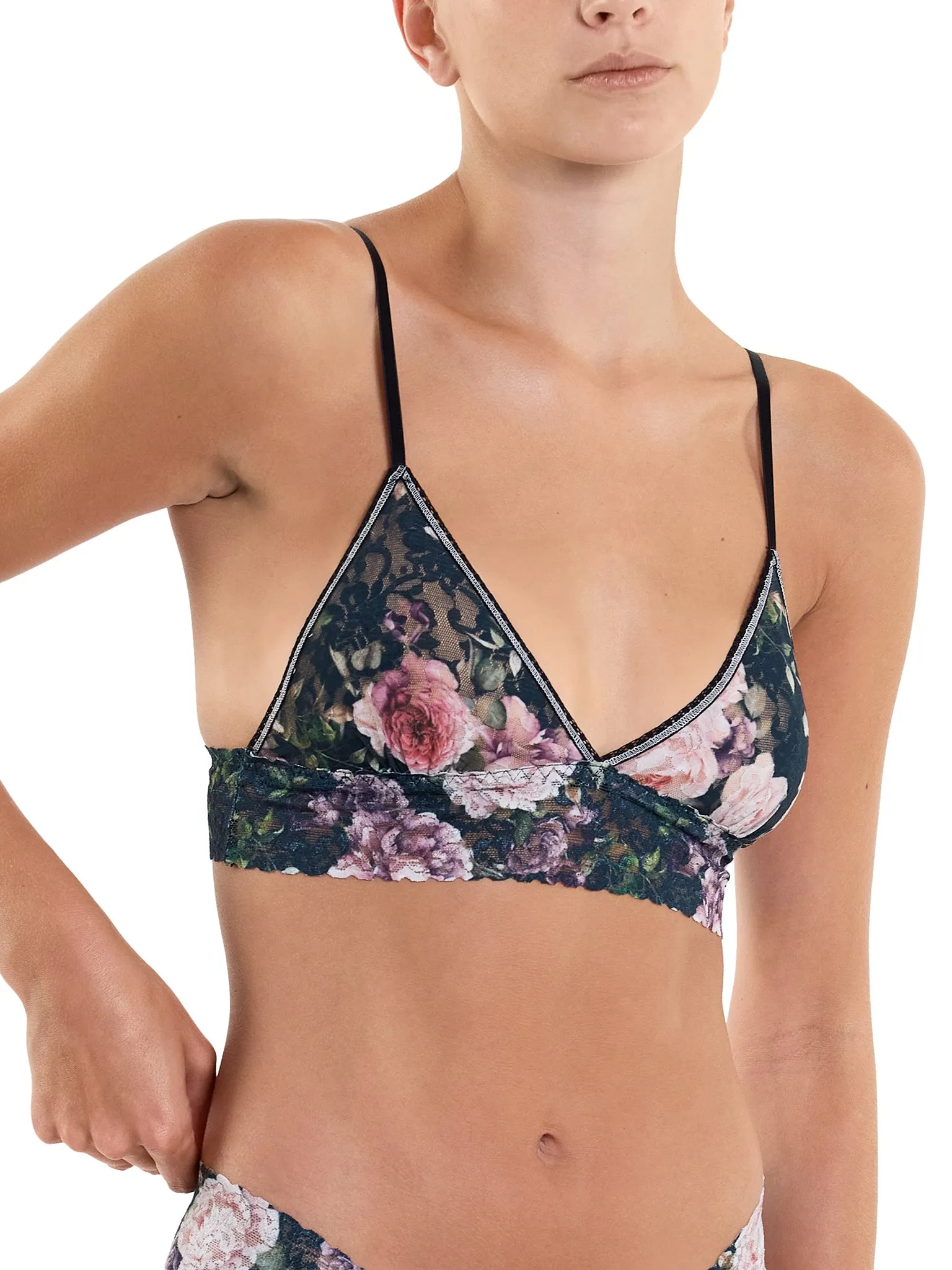 Printed Signature Lace Padded Triangle Bralette Romantique Sale