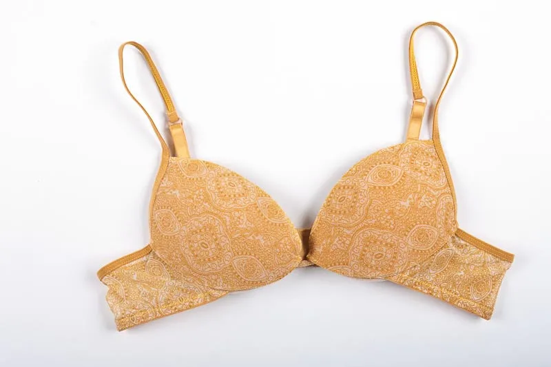 Removable Pad Bra Gold Paisley