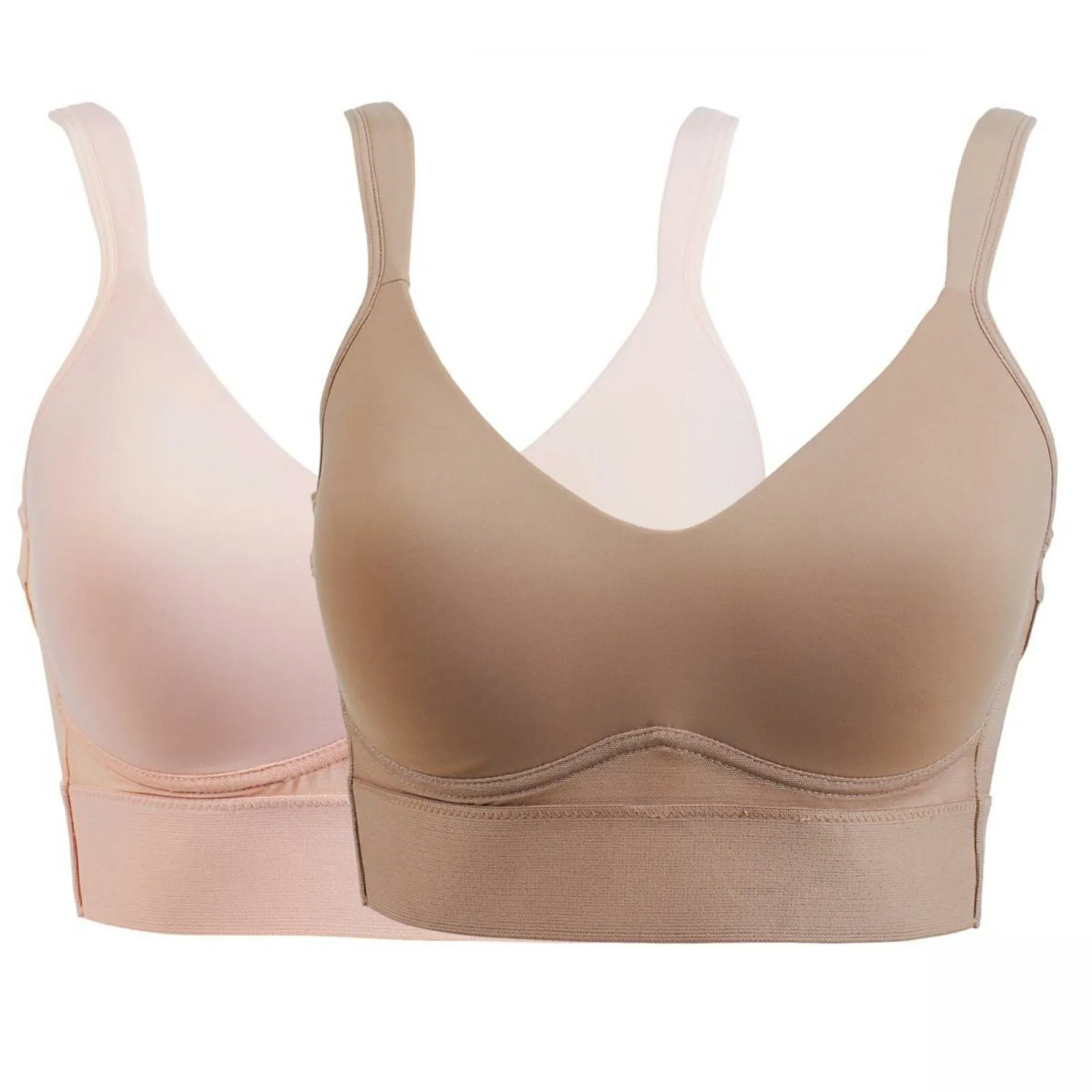 Rhonda Shear 2 Pack Mesh Back Molded Cup Bras Mocha/ Pink Medium