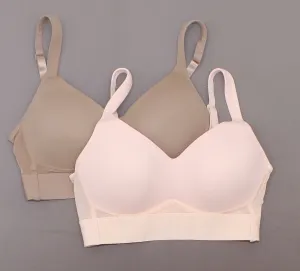 Rhonda Shear 2 Pack Mesh Back Molded Cup Bras Mocha/ Pink Medium