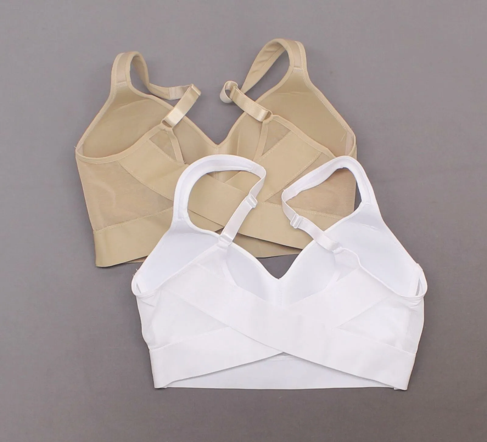 Rhonda Shear 2 Pack Mesh Back Molded Cup Bras White/ Nude Medium