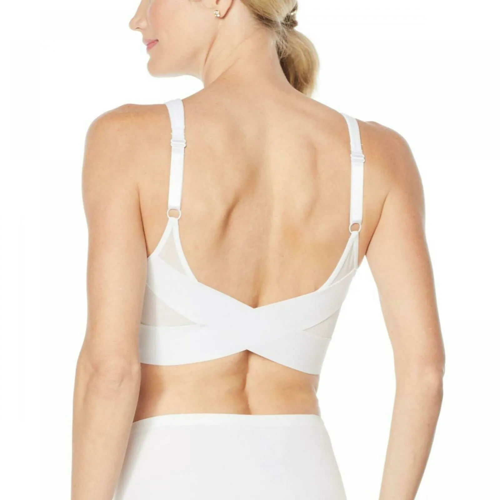 Rhonda Shear 2 Pack Mesh Back Molded Cup Bras White/ Nude XL