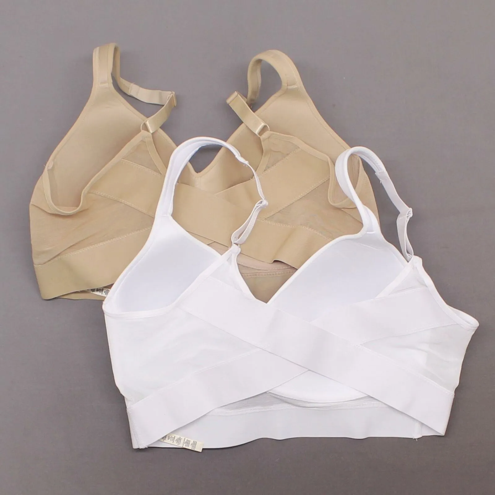 Rhonda Shear 2 Pack Mesh Back Molded Cup Bras White/ Nude XL