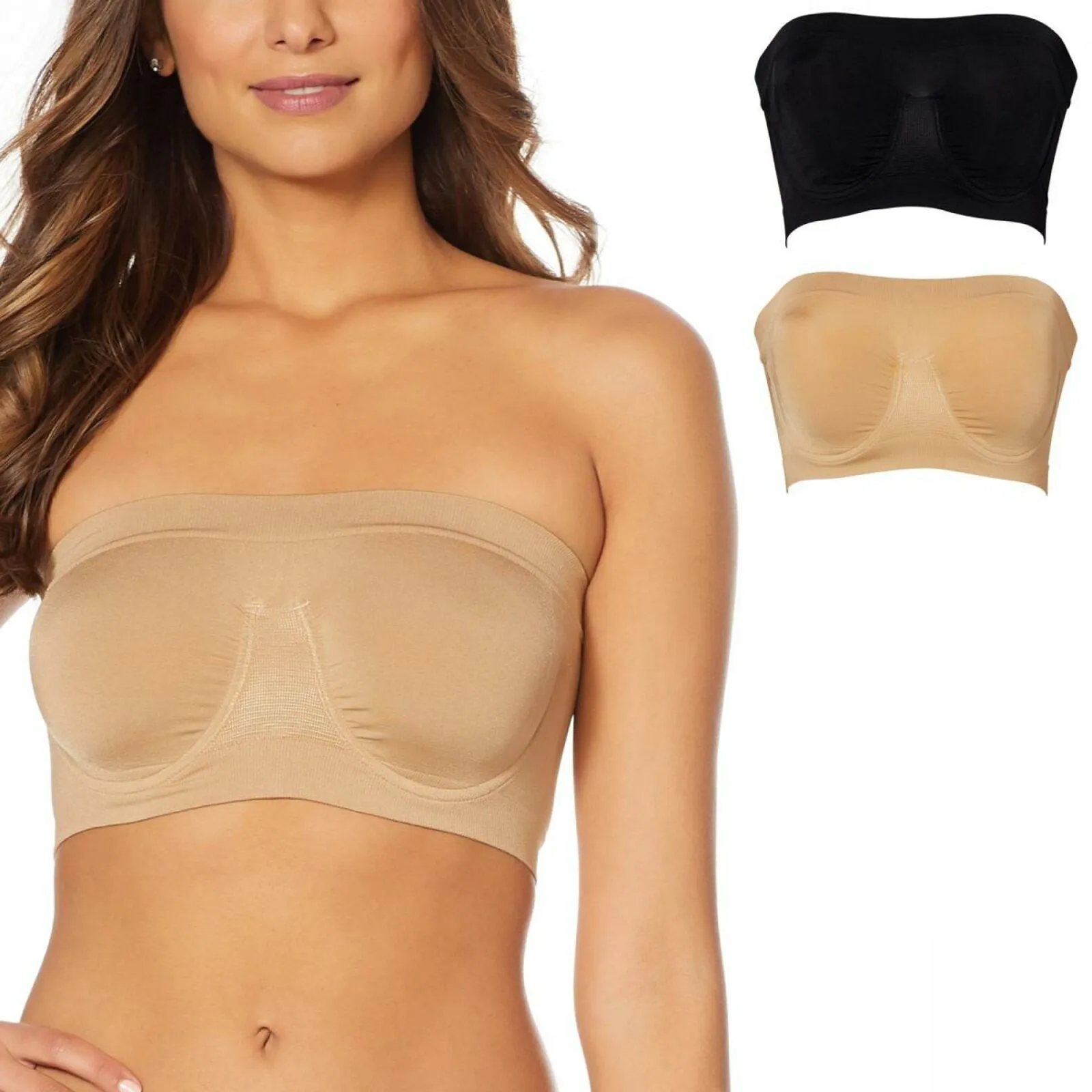 Rhonda Shear 2 Pack Seamless Underwire Bandeau Bras