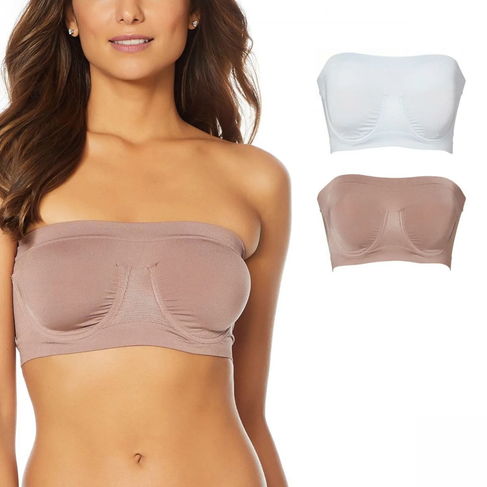 Rhonda Shear 2 Pack Seamless Underwire Bandeau Bras