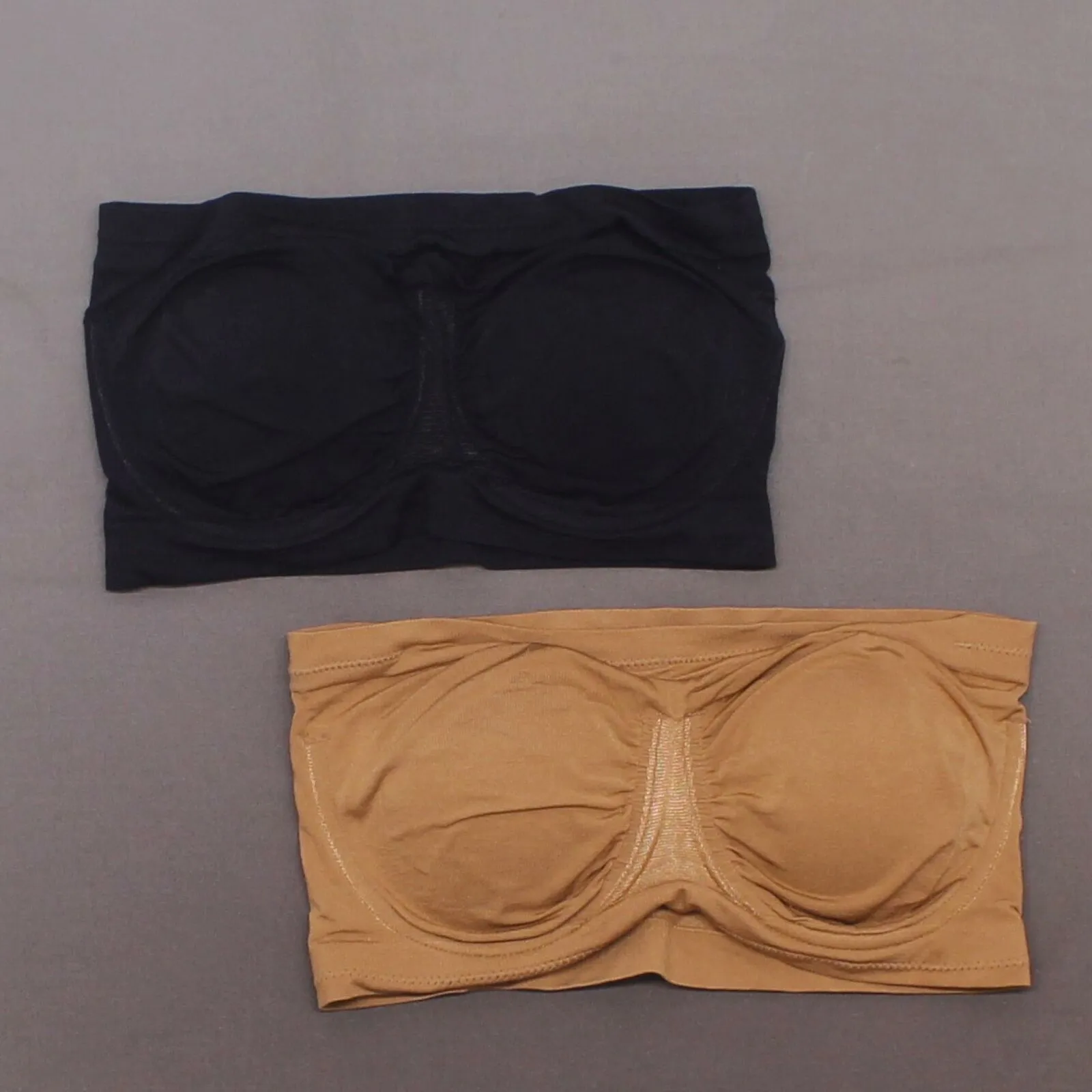 Rhonda Shear 2 Pack Underwire Bandeau Bras Black/ Caramel Large