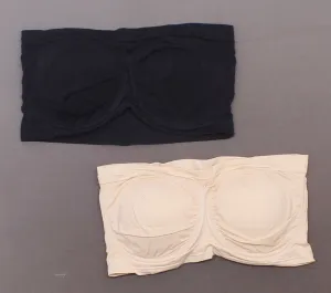 Rhonda Shear 2 Pack Underwire Bandeau Bras Black / Nude 1X