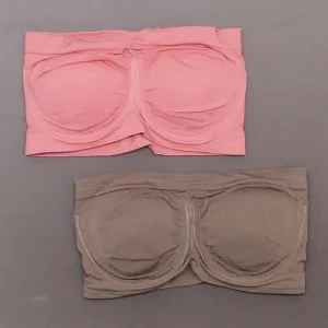 Rhonda Shear 2 Pack Underwire Bandeau Bras Mocha/ Pink Large
