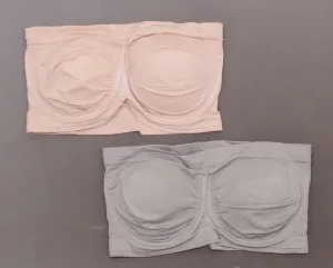 Rhonda Shear 2 Pack Underwire Bandeau Bras With Pads Gray / Pink Large