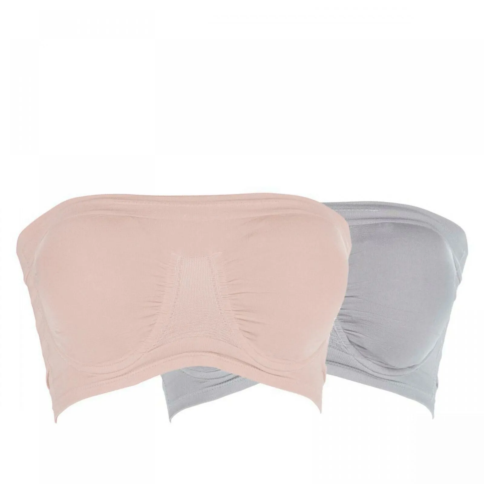 Rhonda Shear 2 Pack Underwire Bandeau Bras With Pads Gray / Pink Large