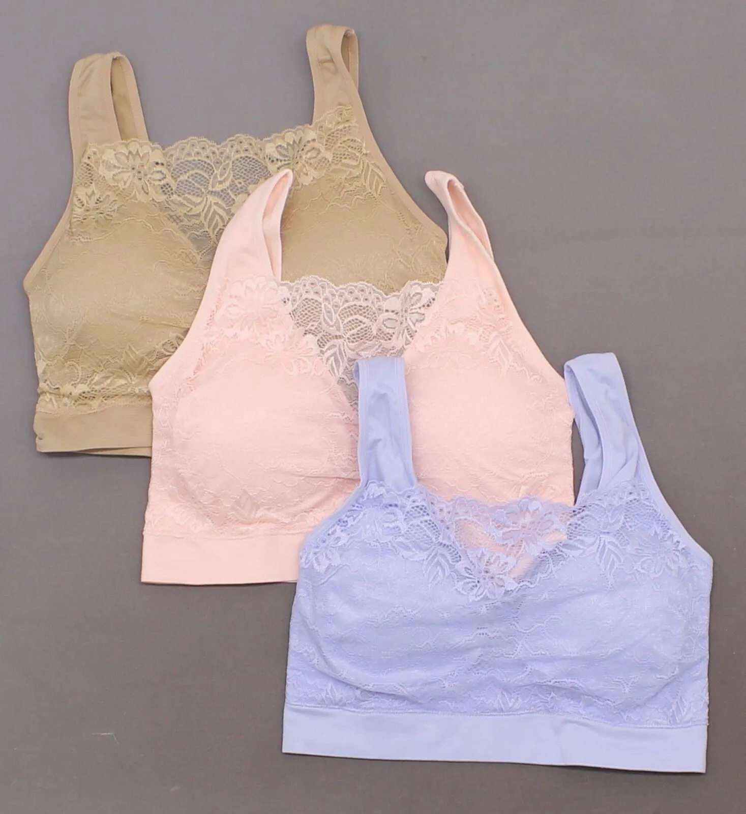 Rhonda Shear 3 Pack Ahh Bras with Lace Overlay And Removable Pads