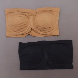 Rhonda Shear Plus Size 2 Pack Underwire Bandeau Bras Black/ Caramel 1X