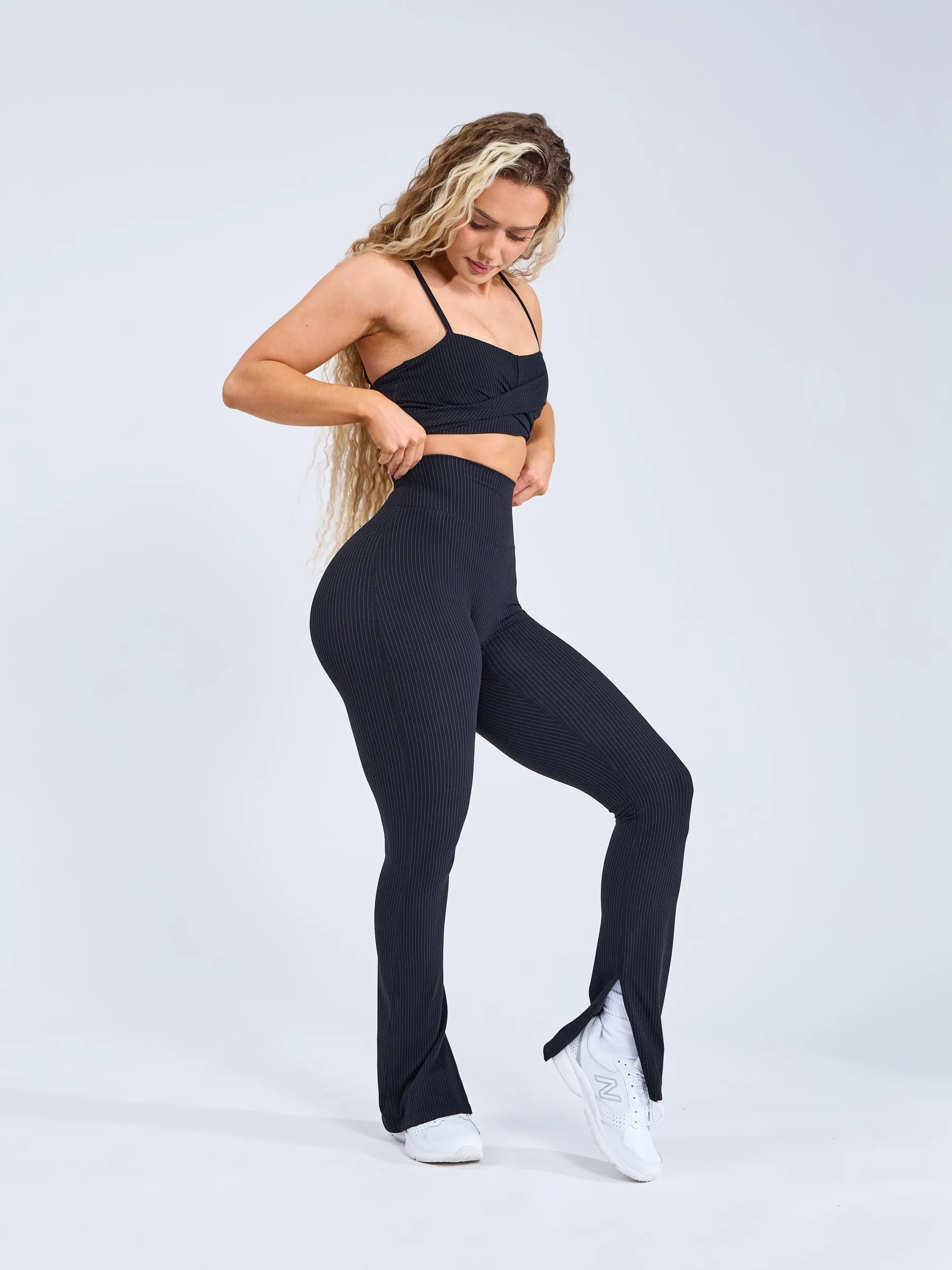 Rosa Boot Cut Legging - Black Pinstripe