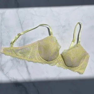 SALE Poppy Lime Yellow Underwire Bra