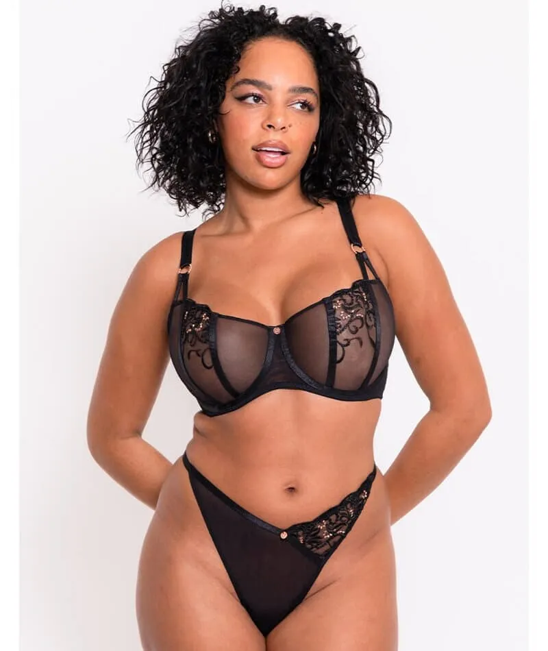 Scantilly Ornate Balcony Bra - Black