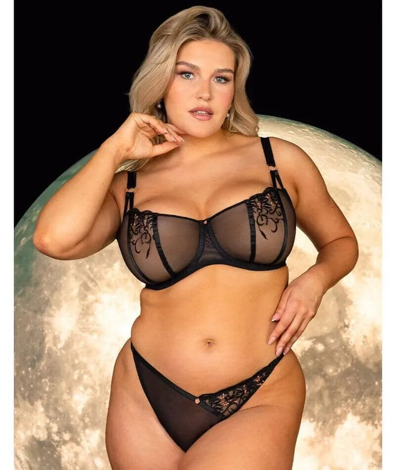 Scantilly Ornate Balcony Bra - Black