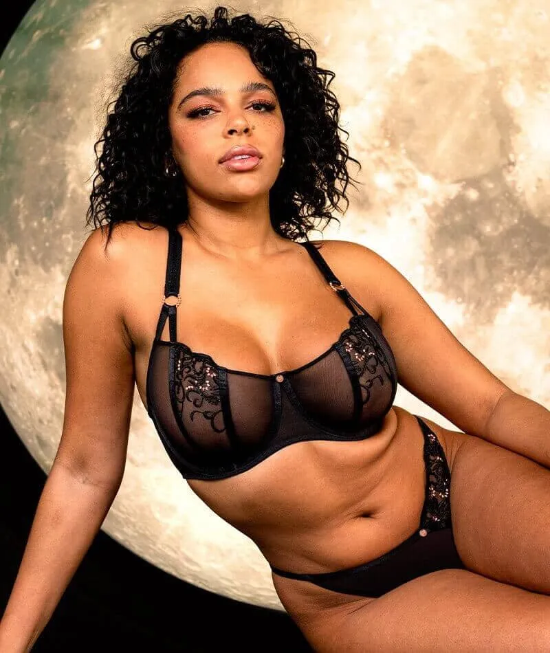 Scantilly Ornate Balcony Bra - Black