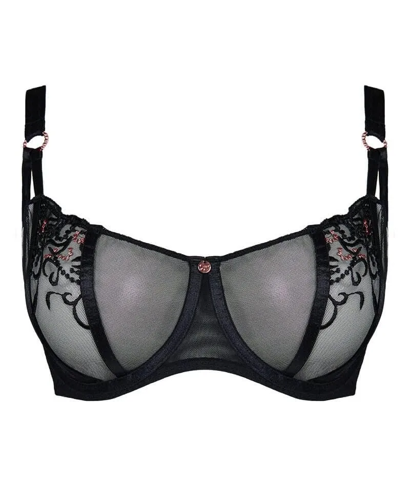 Scantilly Ornate Balcony Bra - Black
