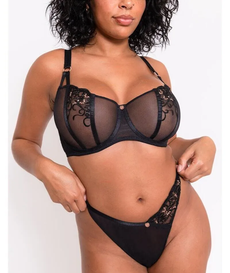 Scantilly Ornate Balcony Bra - Black