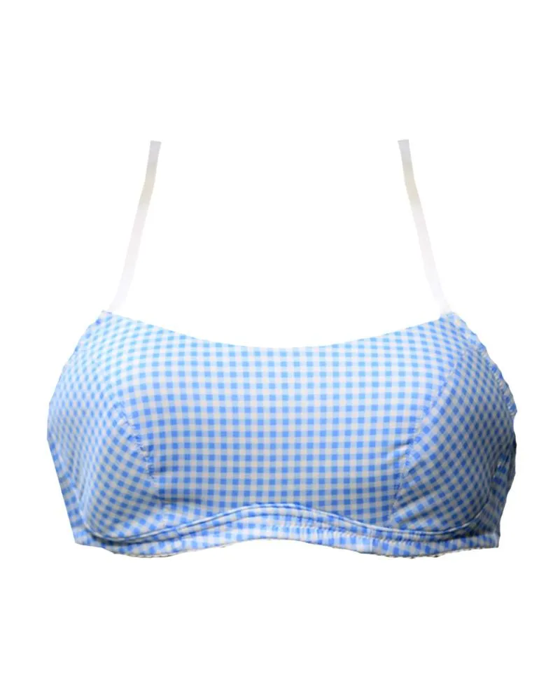 Self Check Bra - Sky Blue & White - Single Padded - Pushup Bra