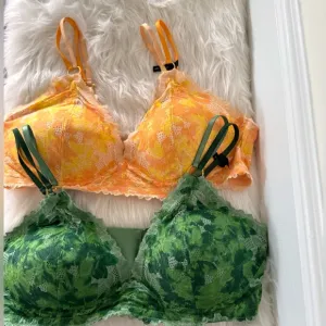 Set of 2 Aerie Real Power Wireless Push Up Sunkissed Lace Bras