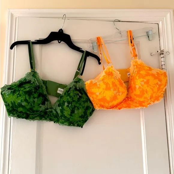 Set of 2 Aerie Real Power Wireless Push Up Sunkissed Lace Bras