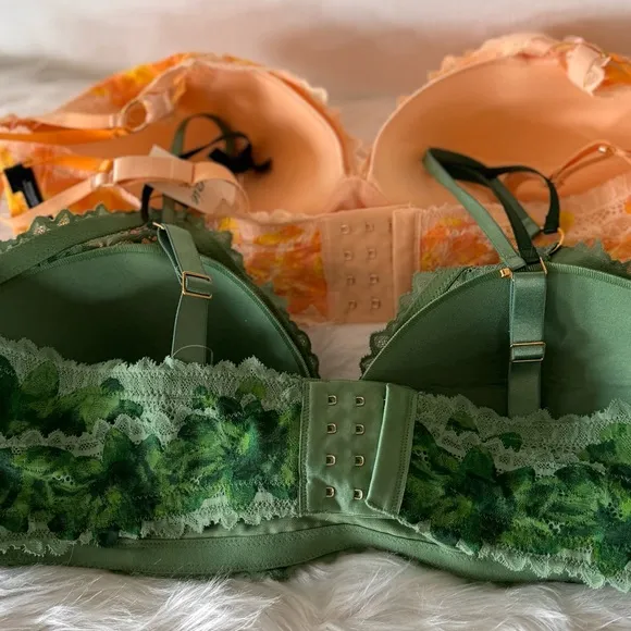 Set of 2 Aerie Real Power Wireless Push Up Sunkissed Lace Bras