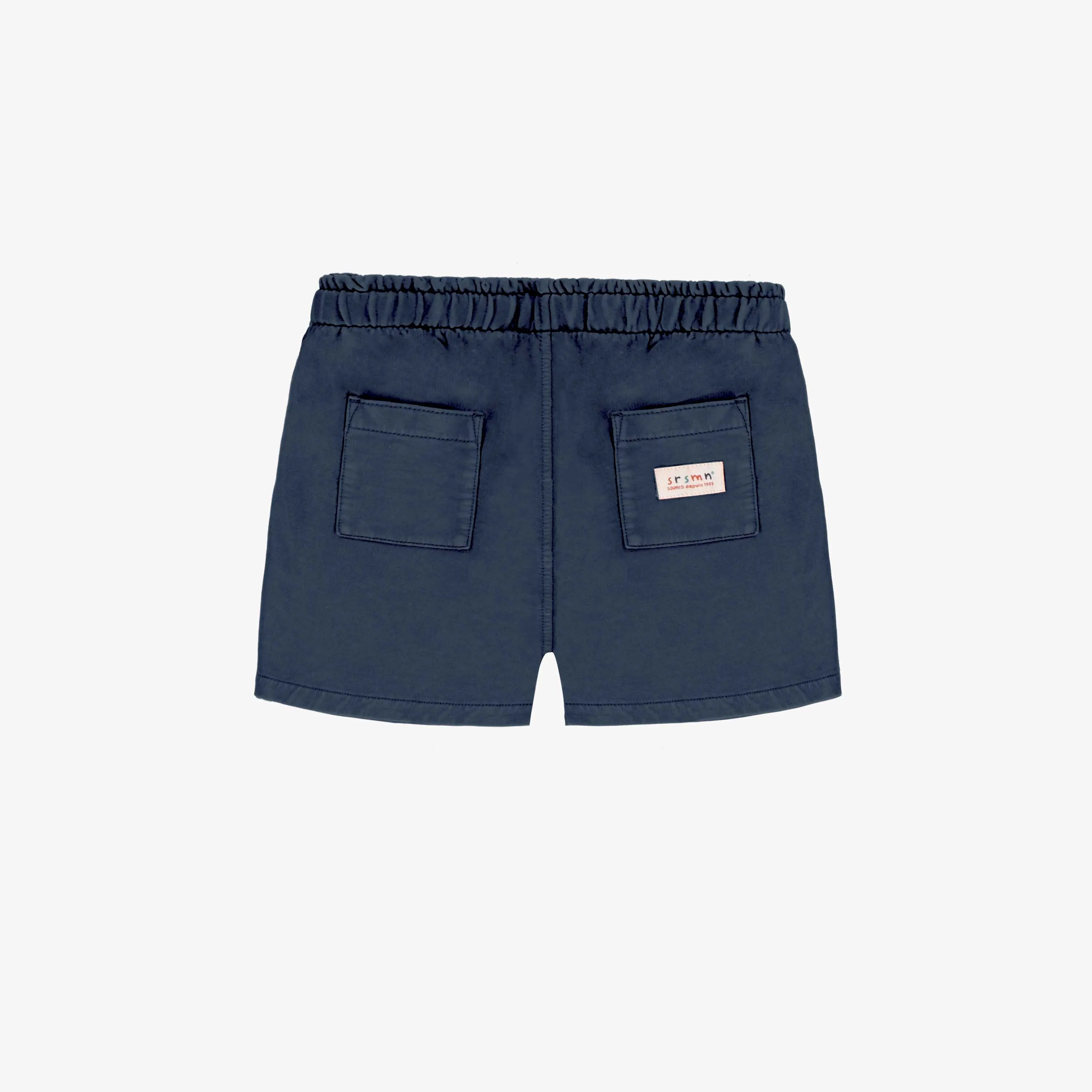Short coupe décontractée marine en coton français, bébé  || Navy relaxed-fit shorts in french cotton, baby