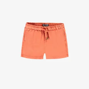 Short coupe décontractée orange en coton français, bébé  || Orange relaxed-fit shorts in french cotton, baby