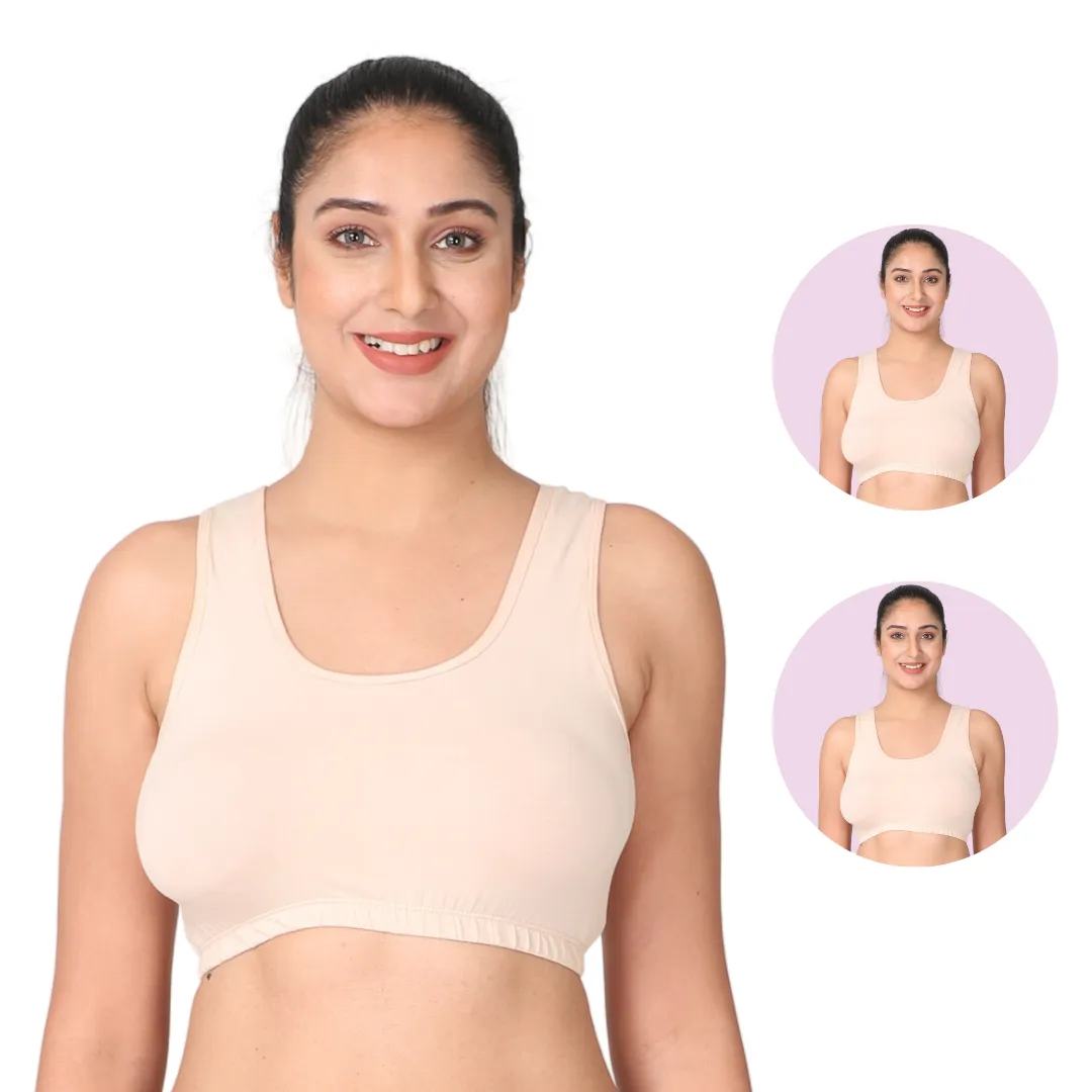 Sleep Bra | Lounge Bra | Non Padded | Non Wired | Full Coverage | Racerback | Pack Of 2