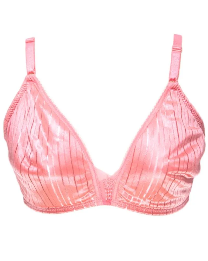 Soft Cotton Silk Self Design Non Wired-Non Padded Basic Bra - Pink