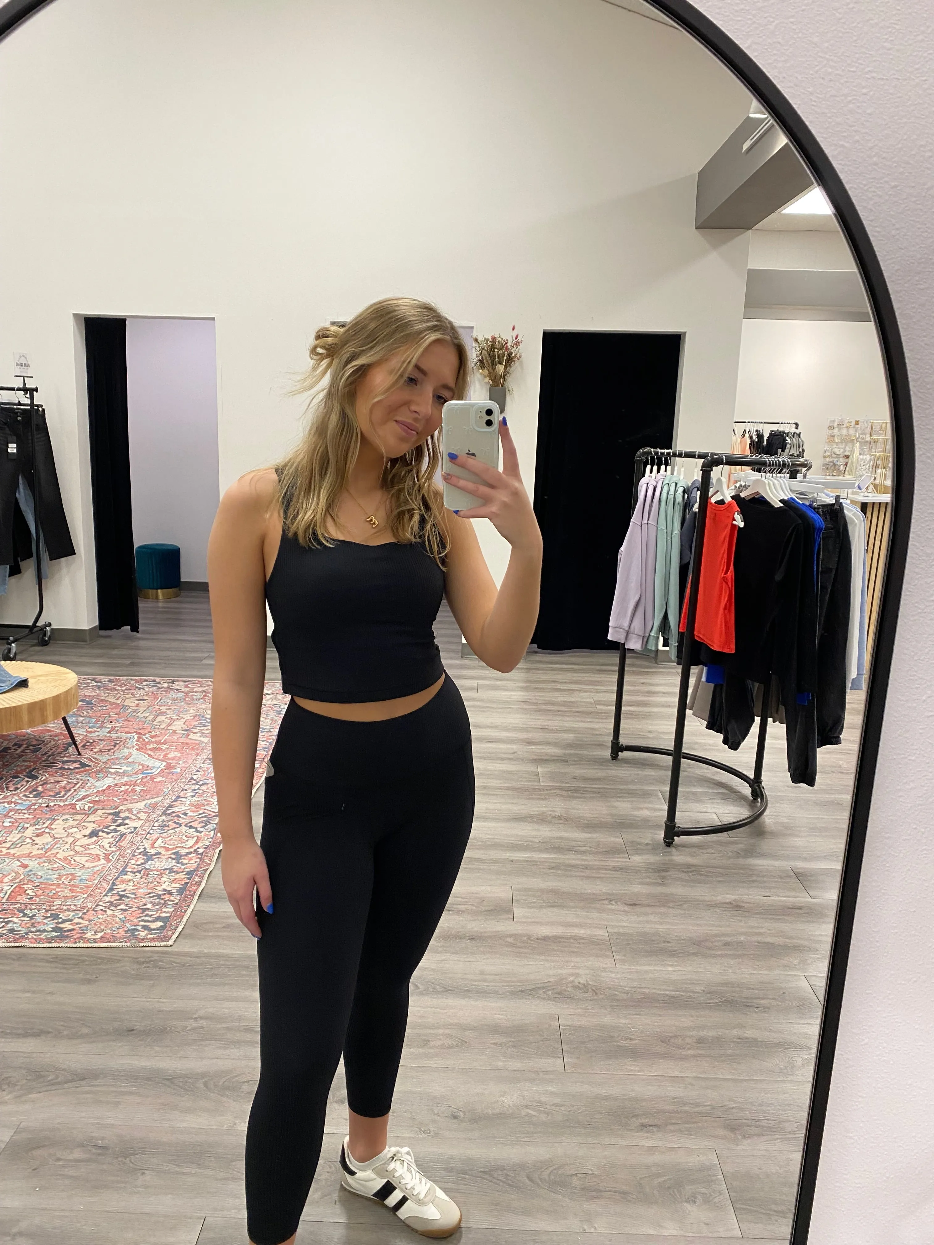 Square Neck Ribbed Racerback Sports Bra